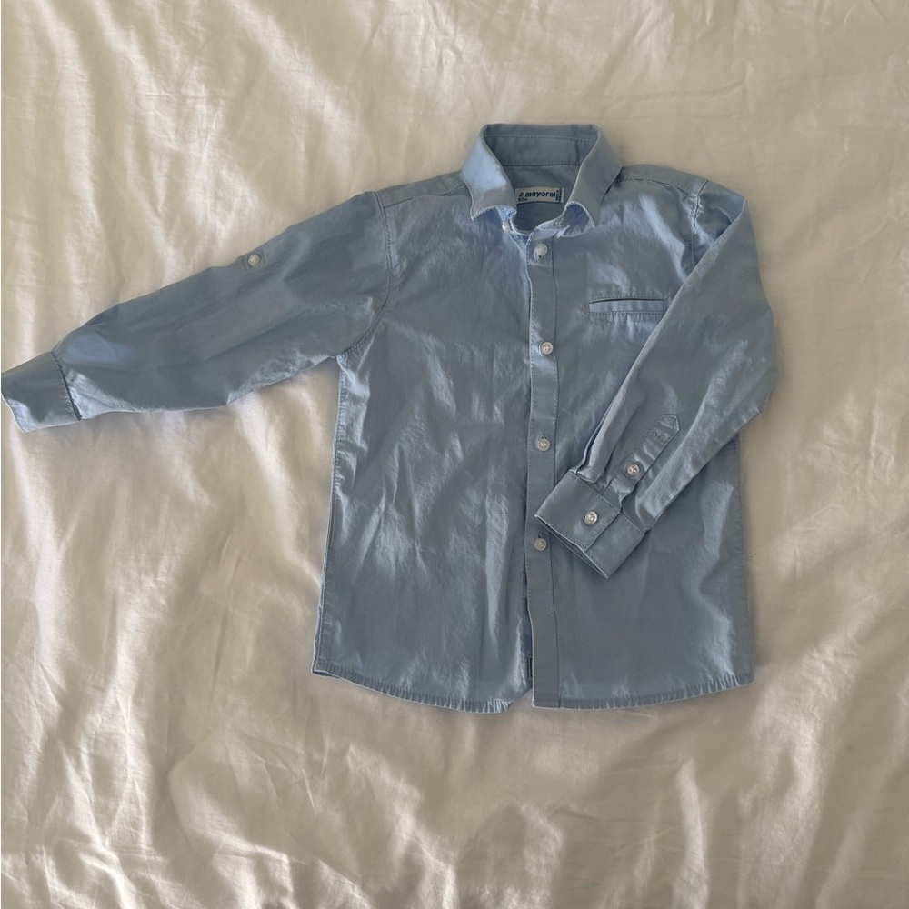 Mayoral Blue Long-Sleeve Button-Down Shirt